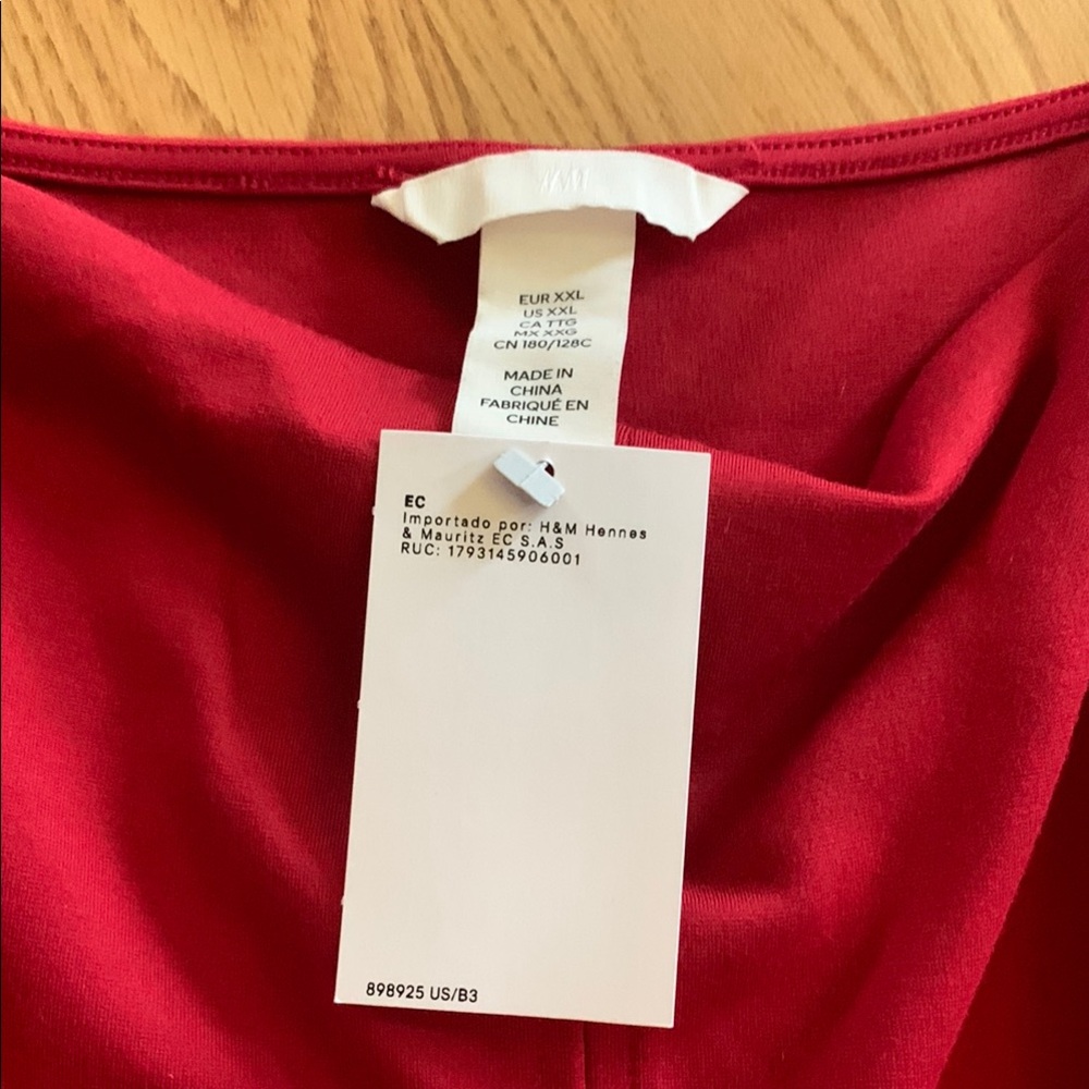 H&M NWT Square Jersey Stretchy Dress Dark Burgundy XXL Elegant Sleeveless Dress - Picture 8 of 12